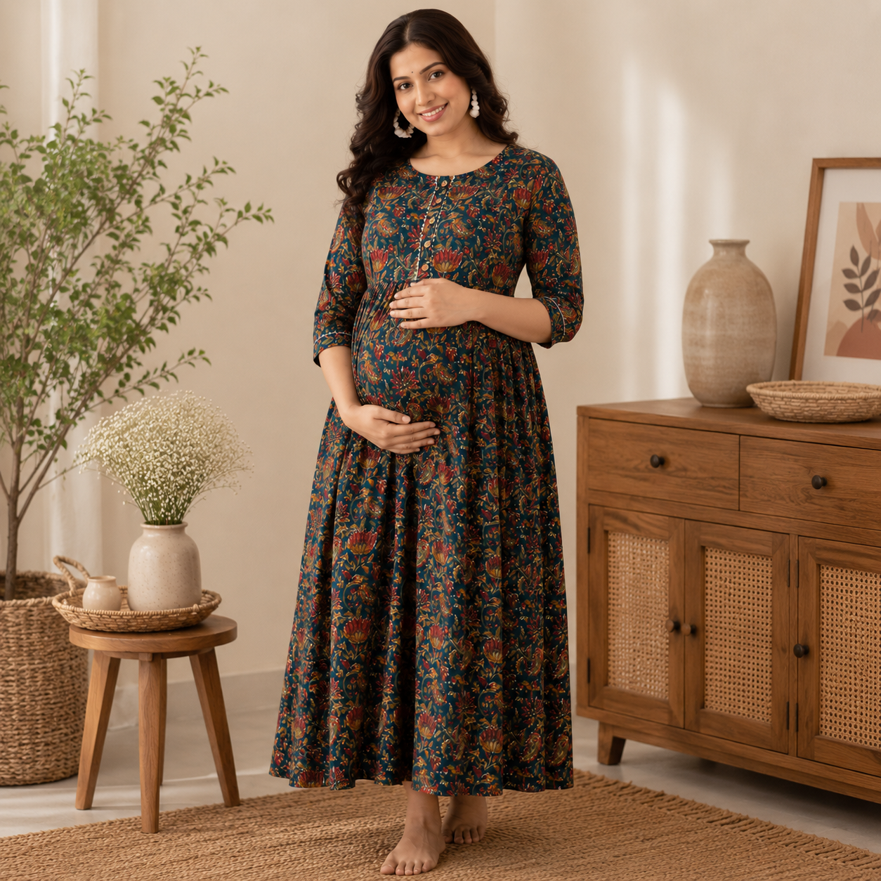 Maatrii Royal Bloom Nursing Maternity Dress