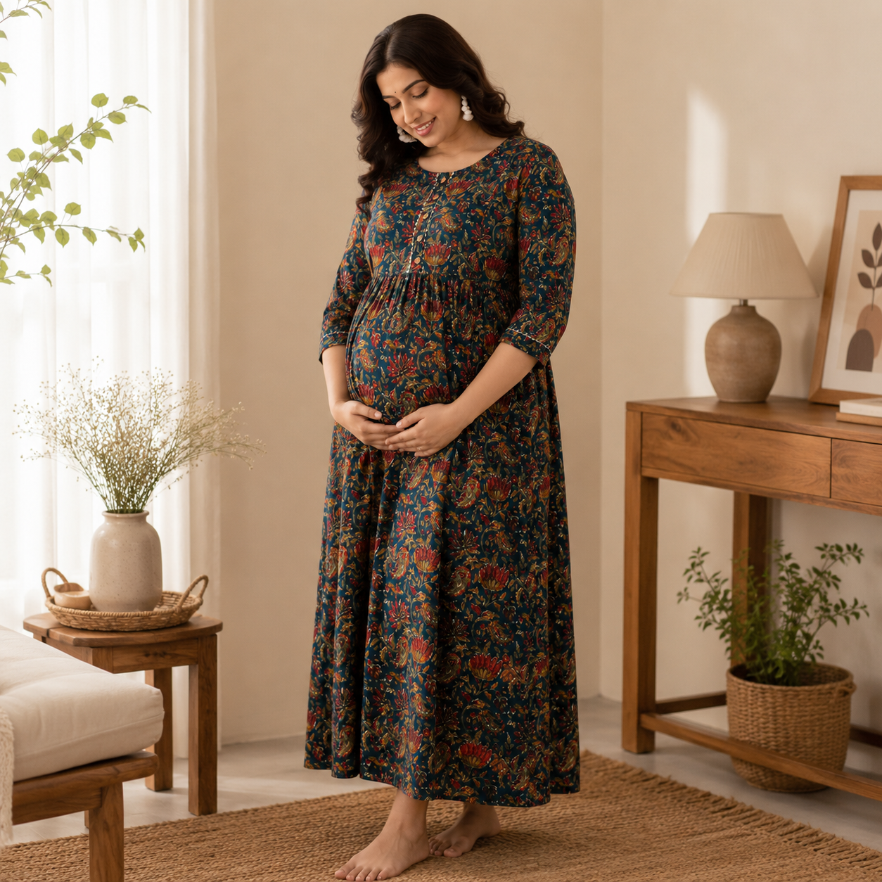 Maatrii Royal Bloom Nursing Maternity Dress
