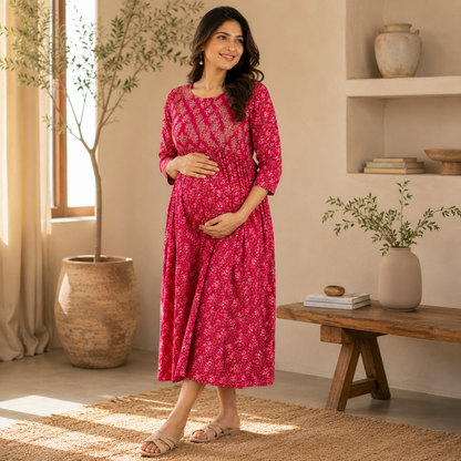 Maatrii Rani Blossom Maternity & Feeding Dress